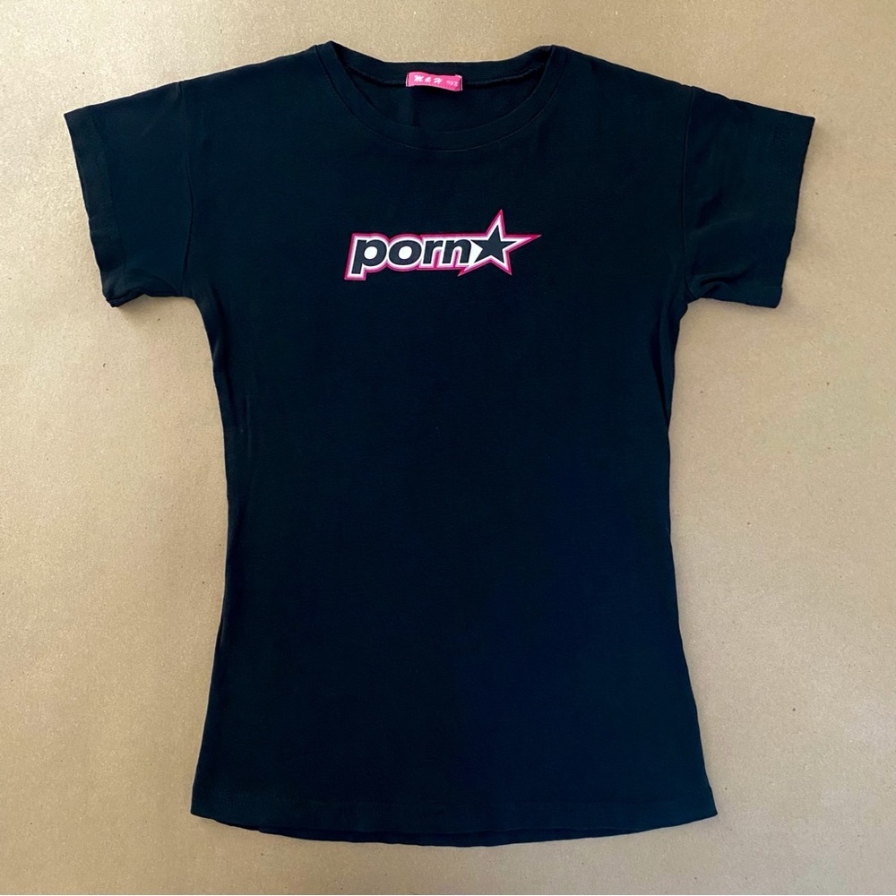 Pornstar graphic black baby tee